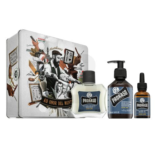 Proraso Azur Lime Metal Box Beard Care 200 ml + 100 ml + 30 ml